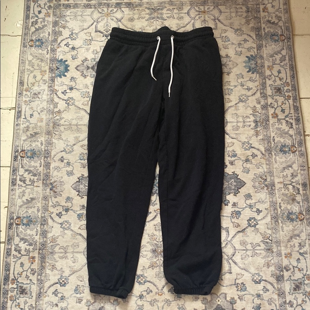 Black Relaxed Fit Sweatpants with Elastic Cuffs